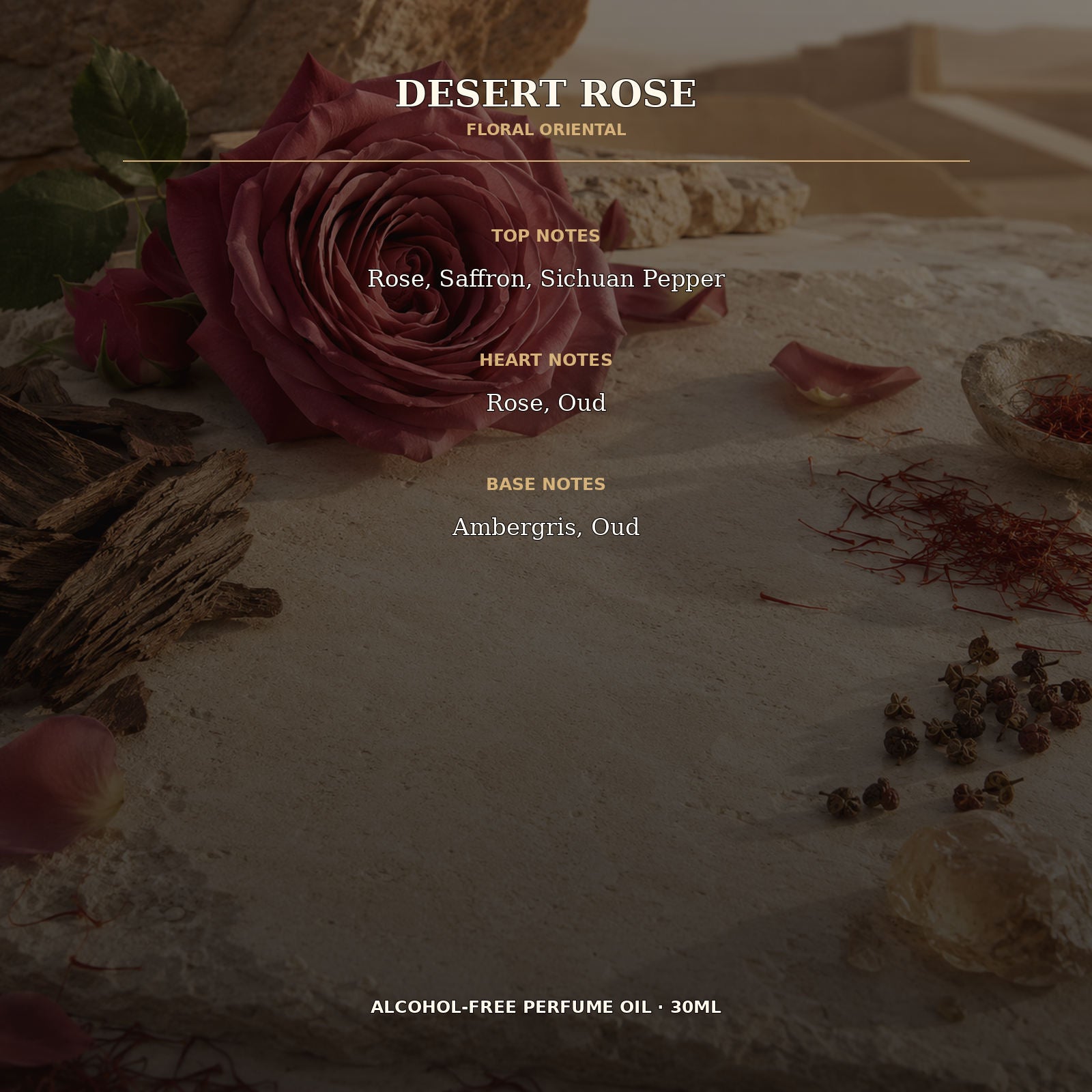 Desert Rose Alcohol-Free Perfume Oil – 30ml | Long-Lasting Floral Oriental Fragrance