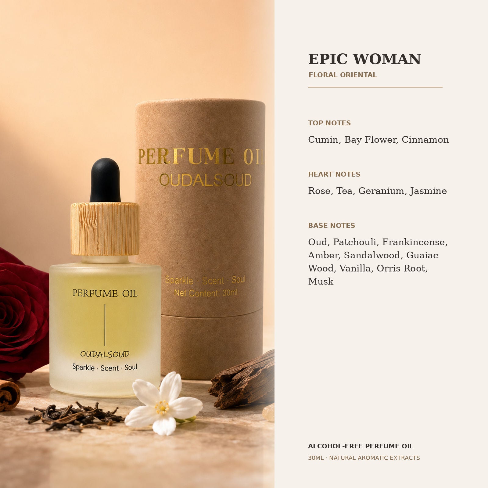 Epic Woman Alcohol-Free Perfume Oil – 30ml | Long-Lasting Floral Oriental Fragrance