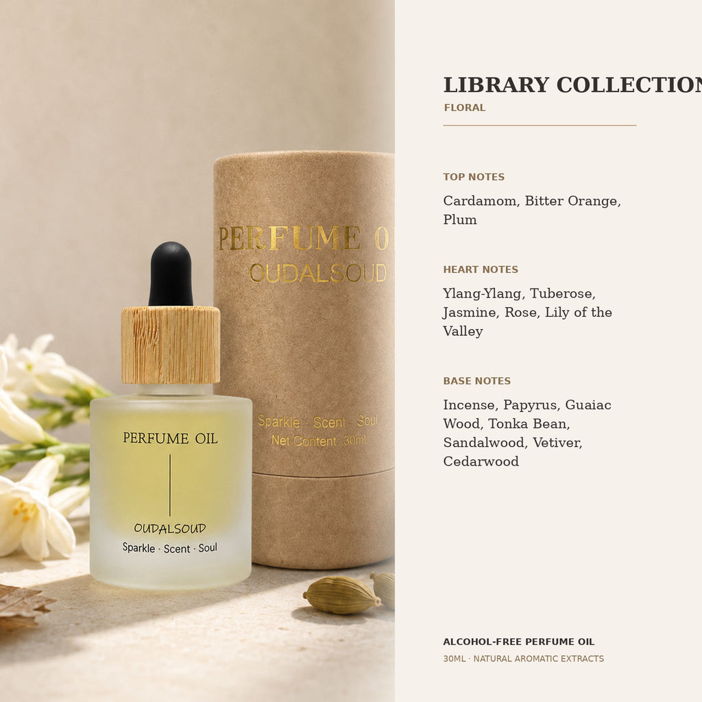 Library Collection Tuberose Alcohol-Free Perfume Oil – 30ml | Long-Lasting Floral Fragrance