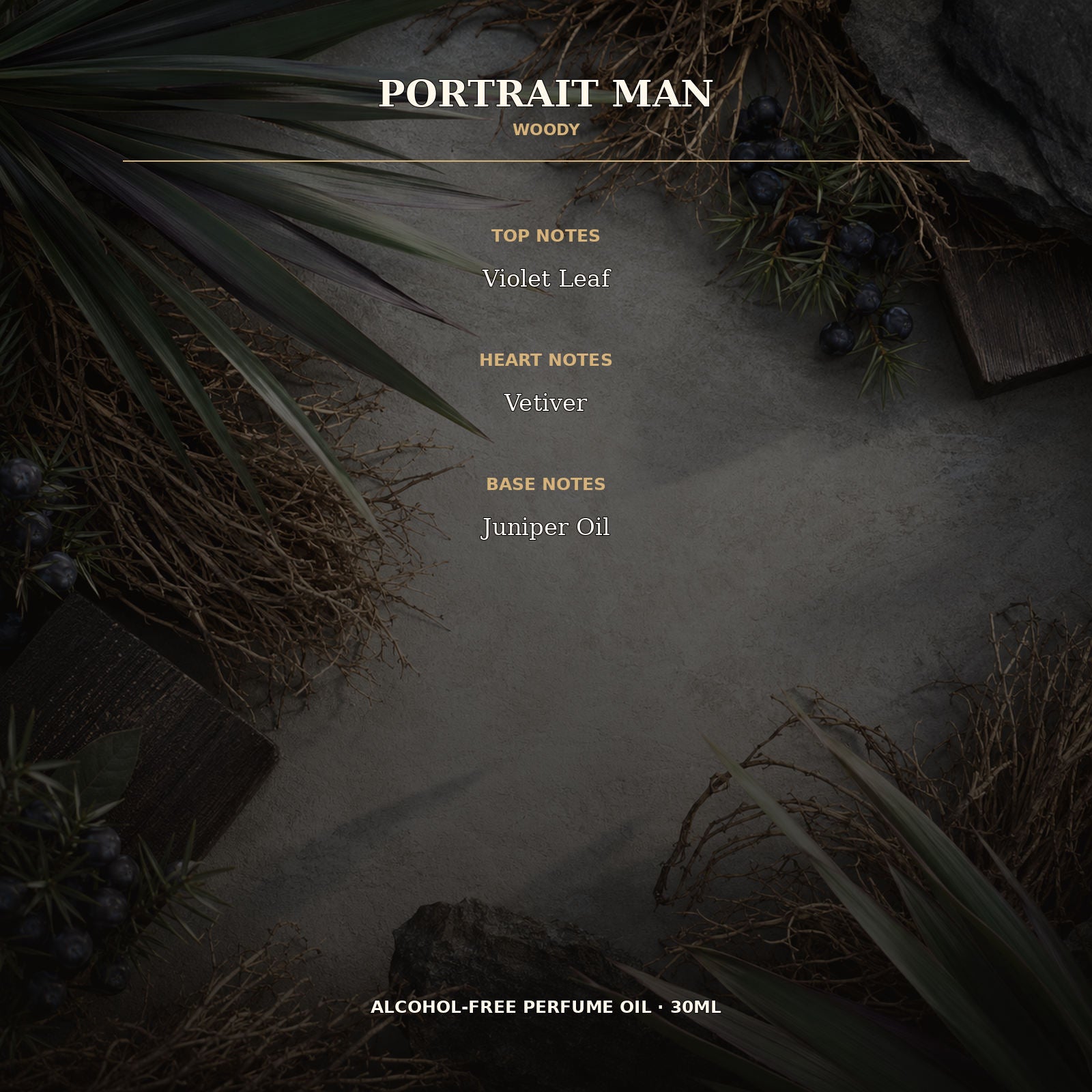 Portrait Man Vetiver Alcohol-Free Perfume Oil – 30ml | Long-Lasting Woody Fragrance