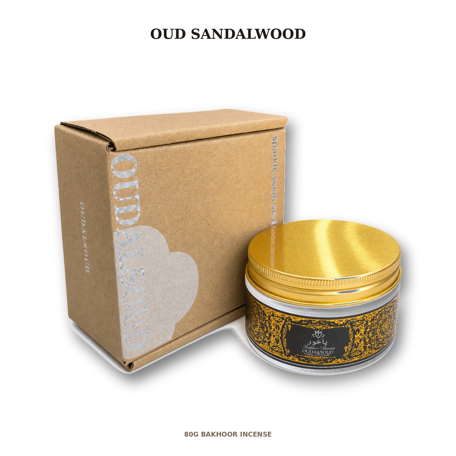 Oud Sandalwood Bakhoor Incense – 80g | Long-Lasting Woody Arabic Fragrance Gift Box