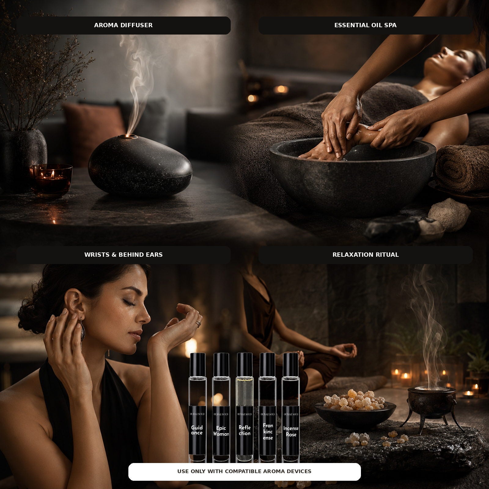 OUDALSOUD Alcohol-Free Perfume Oil Discovery Set II – 5 × 10ml | Long-Lasting Natural Fragrance Gift Set