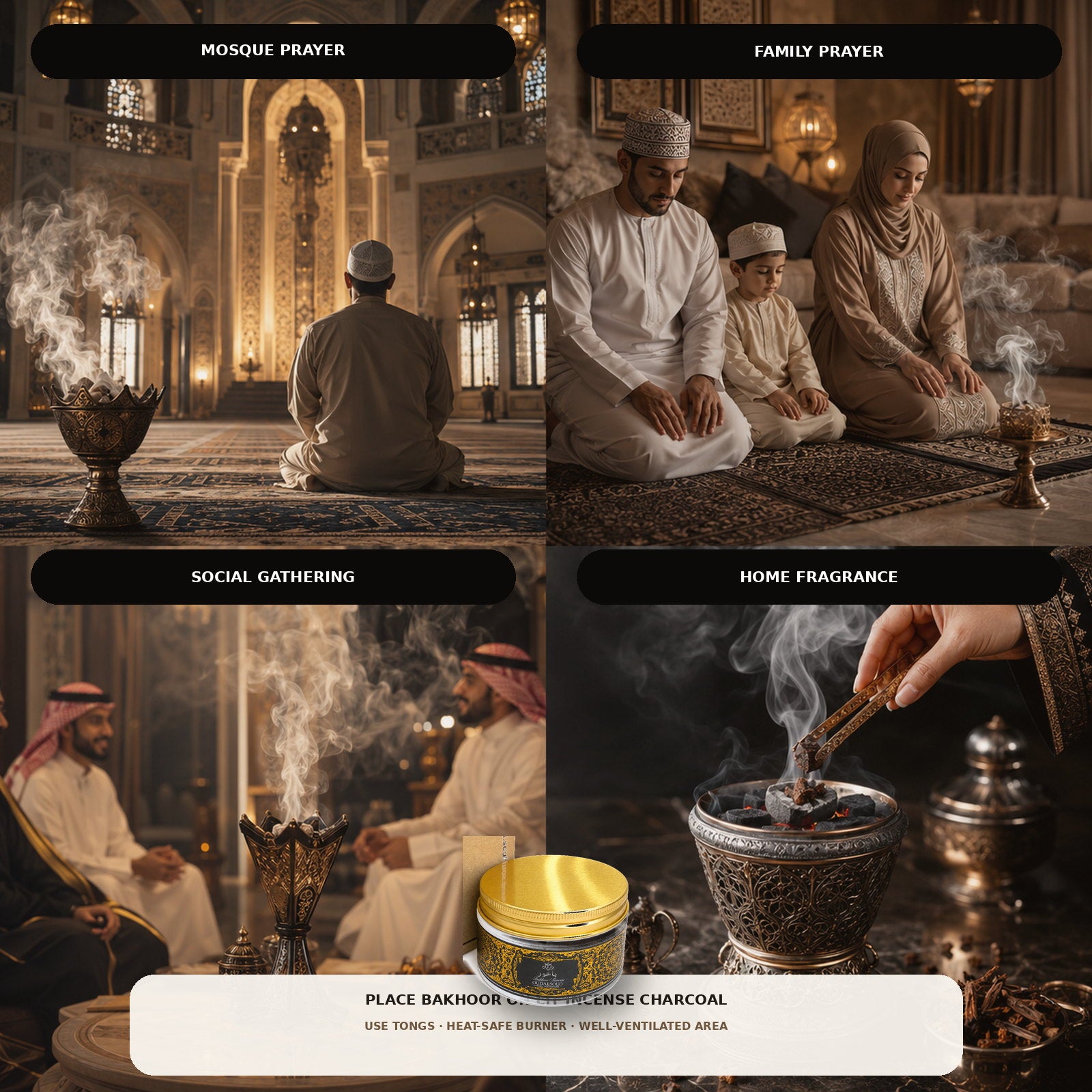 Pure Agarwood Oud Bakhoor Incense – 80g | Intense Long-Lasting Arabic Fragrance Gift Box