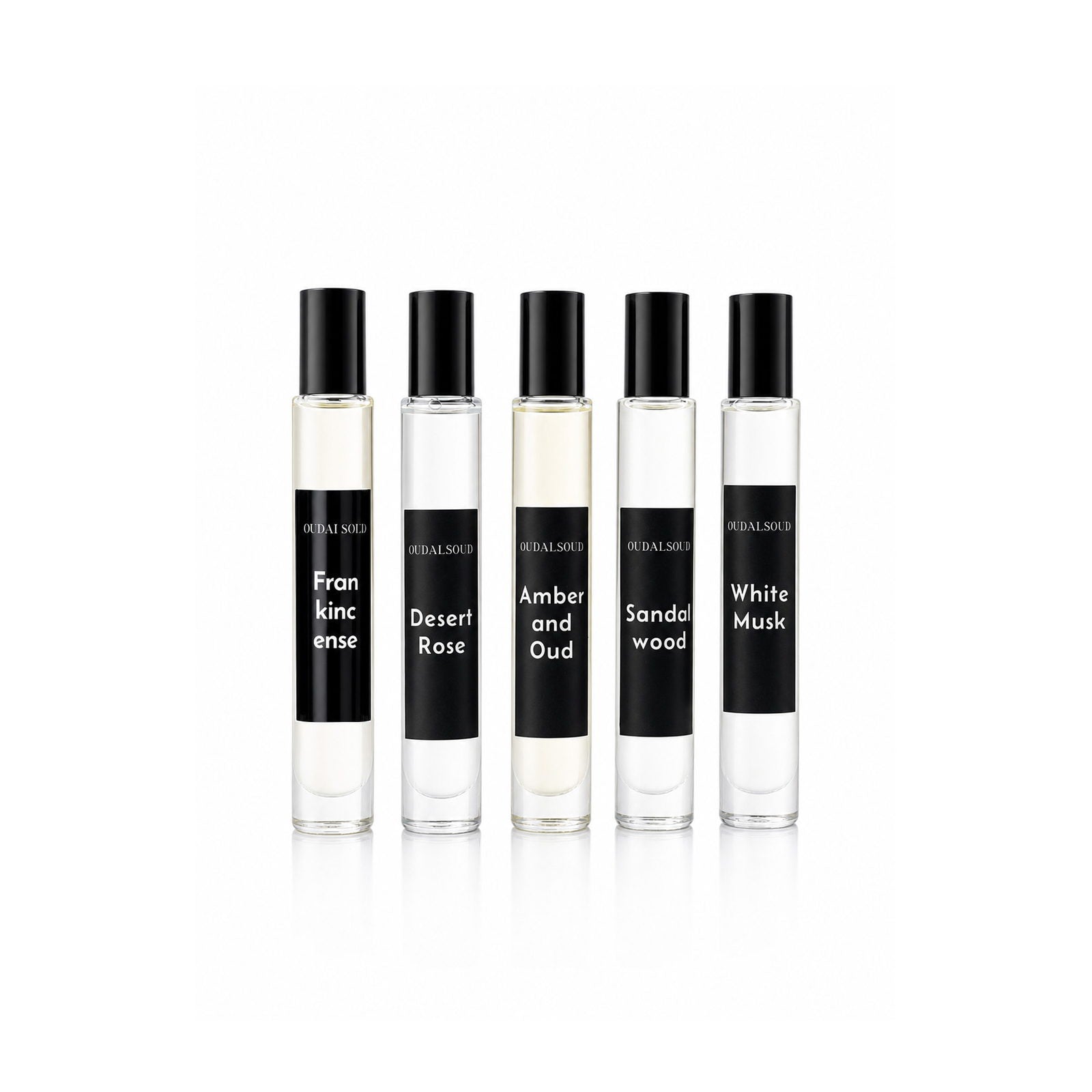 OUDALSOUD Alcohol-Free Perfume Oil Discovery Set I – 5 × 10ml | Long-Lasting Natural Fragrance Gift Set