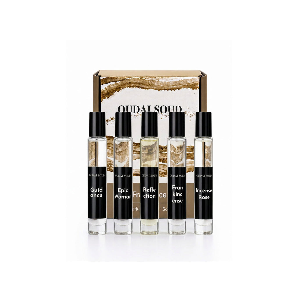 OUDALSOUD Alcohol-Free Perfume Oil Discovery Set II – 5 × 10ml | Long-Lasting Natural Fragrance Gift Set