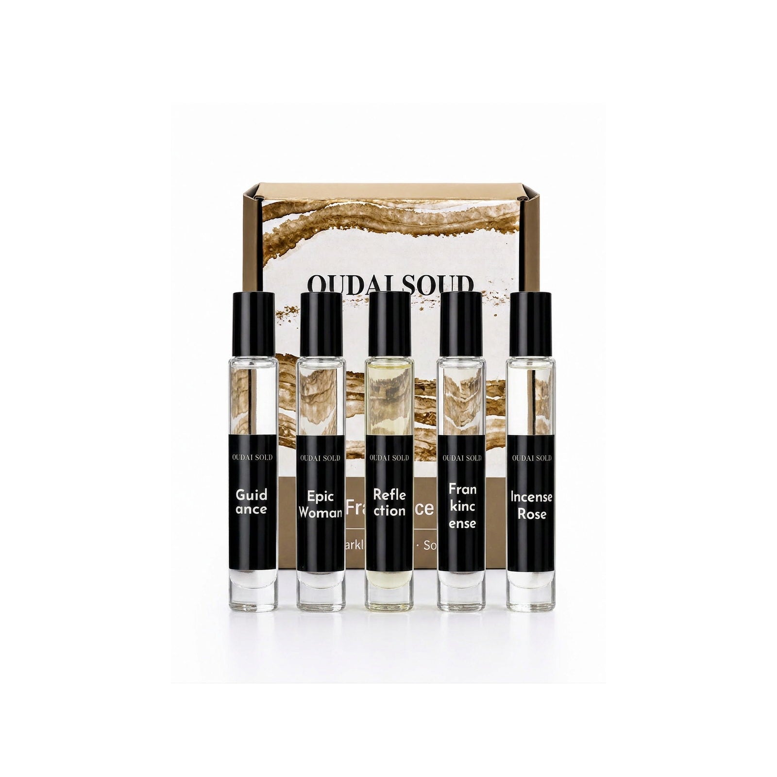 OUDALSOUD Alcohol-Free Perfume Oil Discovery Set II – 5 × 10ml | Long-Lasting Natural Fragrance Gift Set